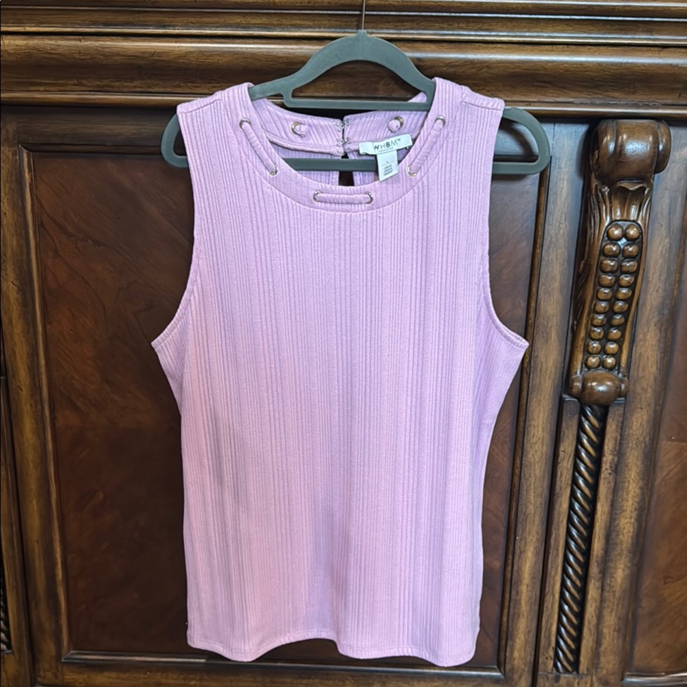 White House Black Market Lilac Ribbed Sleeveless Tank Top